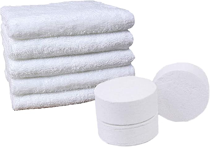 OBTANIM Large Compressed Towel Travel Disposable Coin Tissue Toilet Paper Tablets for Camping, Sports, Hiking, Set of 5 White