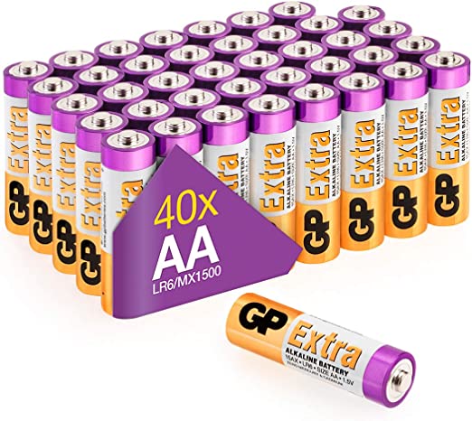 AA Batteries Pack of 40-1.5V / Mignon / LR06 / MN1500/ AM3 by GP Batteries AA Extra Alkaline Batteries Ideal for: Toys/Controllers/Torch/Mouse Suitable for Everyday use in a Variety of Devices