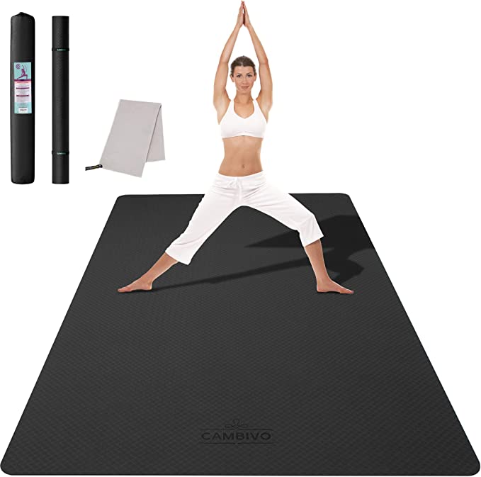 CAMBIVO Large Yoga Mat (183 x 122cm; 6mm Thick) Extra Wide Workout Mat for Men and Women, Yoga Mat Thick Exercise Mats for Home Workout, Yoga, Pilates (72"x 48"x 6mm)
