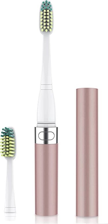 Voom Sonic Go 1 Series Battery-Operated Electric Toothbrush, Dentist Recommended, Portable Oral Care, 2 Minute Timer, Light Weight Design, Soft Dupont Nylon Bristles, Metallic Rose (VM-20700)