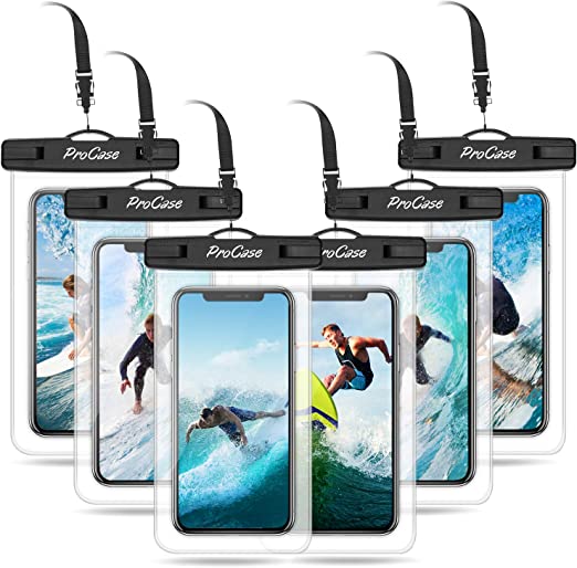 ProCase Universal Waterproof Pouch Cellphone Dry Bag Underwater Case for iPhone 14 13 Pro Max Mini, 12 11 Pro Max Xs Max XR 8 7 SE Galaxy S20 up to 7", Waterproof Phone Case -6 Pack