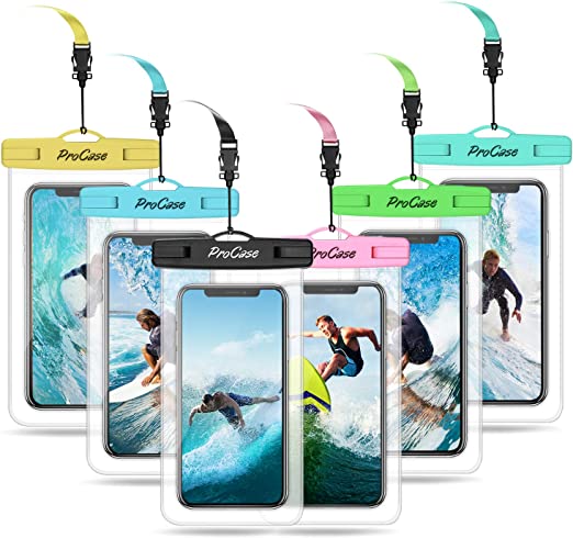 ProCase Universal Waterproof Pouch Cellphone Dry Bag Underwater Case for iPhone 14 13 12 11 Pro Max Mini Xs Max XR 8 7 SE Galaxy S20 up to 7", Waterproof Phone Case for Beach Snorkeling -6 Pack