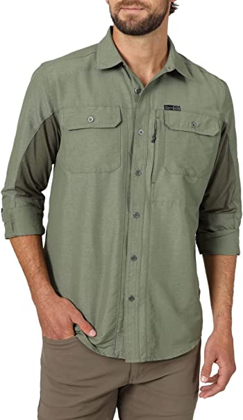 Wrangler ATG Mens Men's Long Sleeve Mixed Material Shirt Long Sleeve Shirt