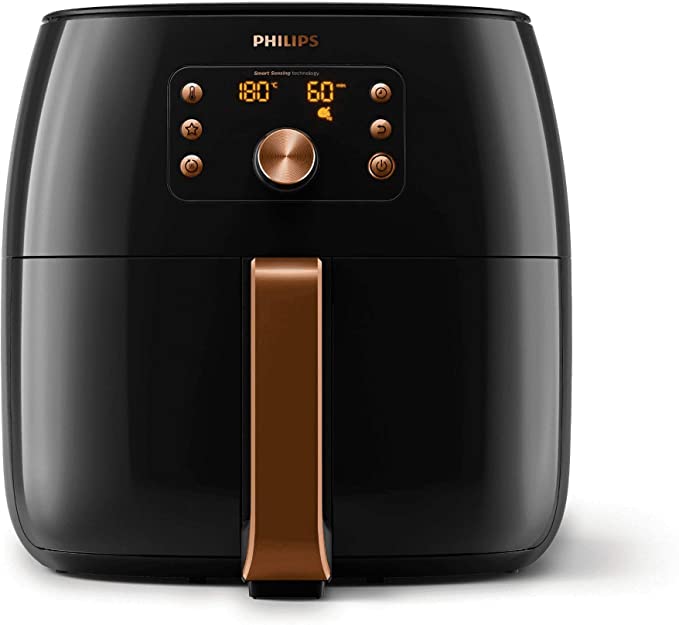 Philips Premium Collection Air Fryer XXL for Fry/Bake/Grill/Roast/Reheat with Smart Sensing, Fat Removal and Rapid Air Technology, 1.4kg Capacity, Copper/Black, HD9861/99