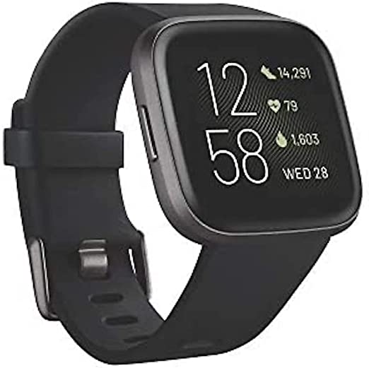 Fitbit [International Version] FB507BKBK Versa 2 Health and Fitness Watch with Heart Rate, Sleep and Swim Tracking - Black/Carbon