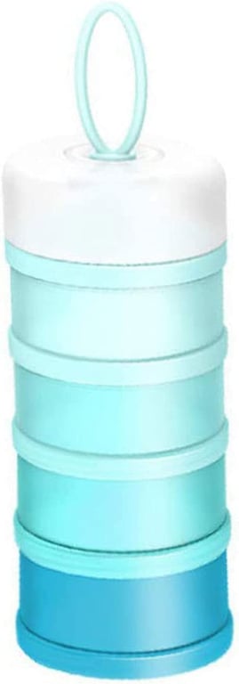 Kaptin Formula Dispenser, Non-Spill Portable Stackable Baby Milk Powder Dispenser, Snack Storage Container, BPA Free, 4 Feeds (Blue)