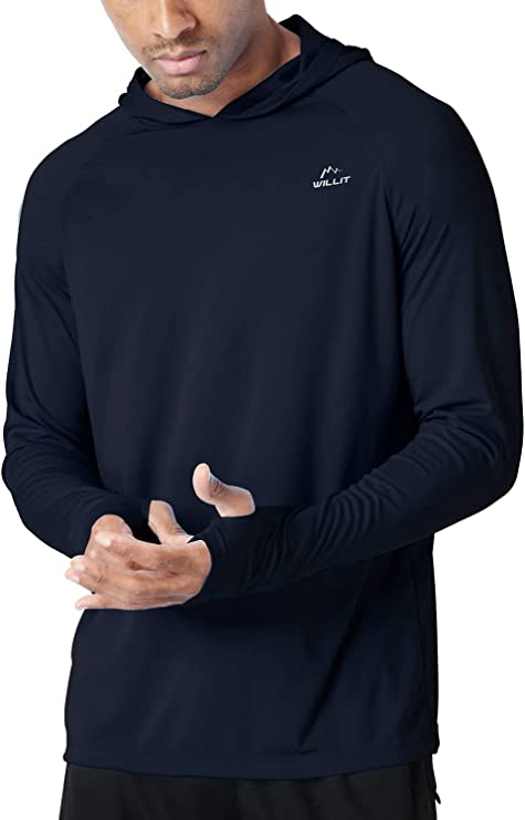 Willit Men's UPF 50+ Sun Protection Hoodie T-Shirt Long Sleeve SPF Shirt