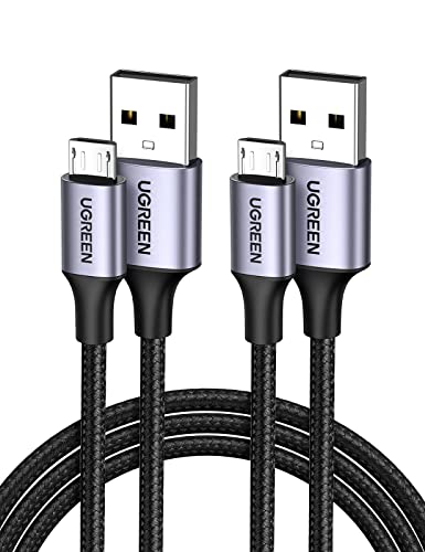 UGREEN Micro USB Cable 2-Pack, Micro USB to USB A 2.0 Nylon Braided Cord High Speed Android Charger Cable for Samsung Galaxy S7 S6, Note, LG, Nokia, Kindle, PS4 Controller, Xbox One Controller, 2M