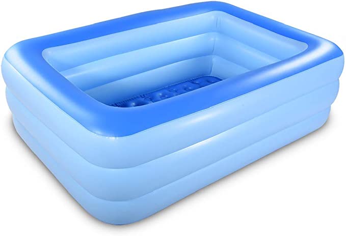HIWENA Inflatable Family Swim Center Pool, 82 inches Gaint Blow Up Pool Summer Water Fun with Inflatable Soft Floor for Family, Garden, Outdoor, Backyard (82IN Blue)