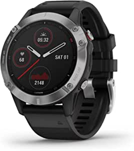 Garmin Fenix 6, Premium Multisport GPS Smartwatch, Silver With Black Band