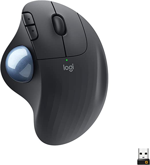 Logitech Ergo M575 Wireless Trackball Mouse - Easy Thumb Control, Precision and Smooth Tracking, Ergonomic Comfort Design, for Windows, PC and Mac with Bluetooth and USB Capabilities - Black