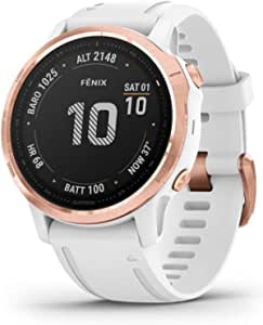 Garmin Fenix 6S Pro, Premium Multisport GPS Smartwatch, Rose Gold With White Band