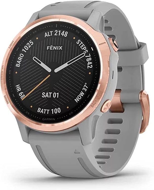 Garmin Fenix 6S Sapphire, Premium Multisport GPS Smartwatch, Rose Gold With Powder Gray Band