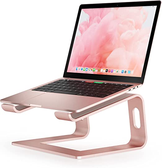 Nulaxy Laptop Stand, Ergonomic Aluminum Laptop Computer Stand, Detachable Laptop Riser Notebook Holder Stand Compatible with MacBook Air Pro, Dell XPS, HP, Lenovo More 10-15.6" Laptops - Rosegold