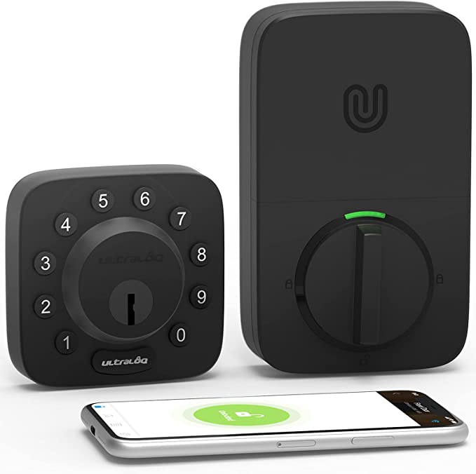 ULTRALOQ Smart Door Lock U-Bolt (Black), 5-in-1 Keyless Entry Door Lock with Bluetooth and Keypad, Smart Door Lock Front Door, Non-Fingerprint Deadbolt Lock Edition