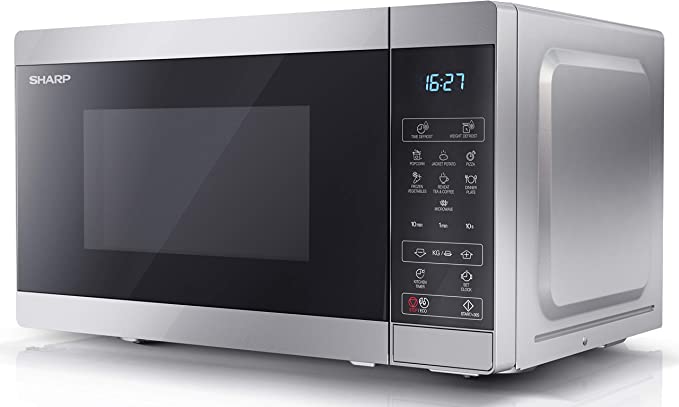 SHARP YC-MS02U-S 800W Solo Digital Touch Microwave Oven with 20 L Capacity, 11 Power Levels & 8 Cooking Programmes – Silver