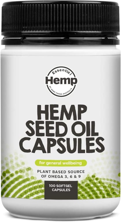 Hemp Foods Australia Seed Oil Capsules, Multicolor, 100 Count