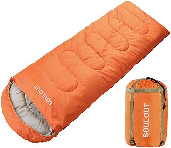 SOULOUT Sleeping Bag - 4 Seasons Warm Cold Weather Lightweight, Portable, Waterproof Sleeping Bag with Compression Sack for Adults & Kids - Indoor & Outdoor: Camping, Backpacking, Hiking