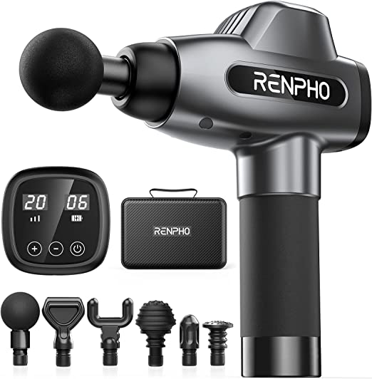 RENPHO Massage Gun, Muscle Massager, Powerful Percussion Massager Handheld with Portable Case for Athletes, Back Neck Shoulder Soreness Stiffness Knots Tension Cramp Relief