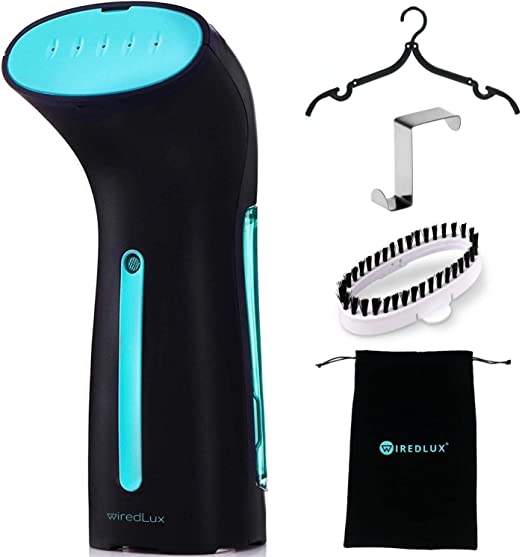 WiredLux Garment Steamer SteamSmart S200 Pro - Flat & Vertical Handheld Clothes Steam Iron - Mini Portable Size & Lightweight - Leakproof Ready in 25s - Travel Accessories Included
