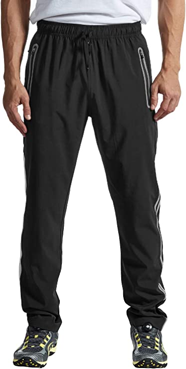 TBMPOY Men's Outdoor Hiking Pants Quick Dry Lightweight Mountain Running Active Jogger Pants Zipper Pockets