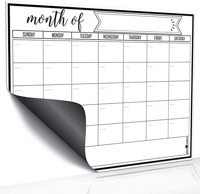 Magnetic Dry Erase Refrigerator Calendar by JR INTL, Large Calendar Whiteboard Monthly Planner - 2 Fine Tip Markers and Large Eraser- Planner White Board, Kitchen Fridge Calendar White Board