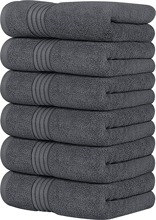 Utopia Towels Grey Hand Towels 100% Combed Ring Spun Cotton, Ultra Soft and Highly Absorbent 600 GSM Exrta Large Thick Hand Towels 16 x 28 inches, Hotel & Spa Quality Hand Towels (6 Pack)