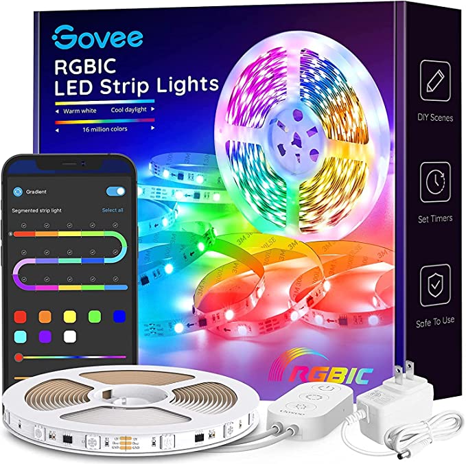 LED Strip Lights RGBIC, Govee 16.4FT Bluetooth Color Changing Rainbow LED Lights, APP Control with Segmented Control Smart Color Picking, Multicolor LED Music Lights for Bedroom, Room, Kitchen, Party