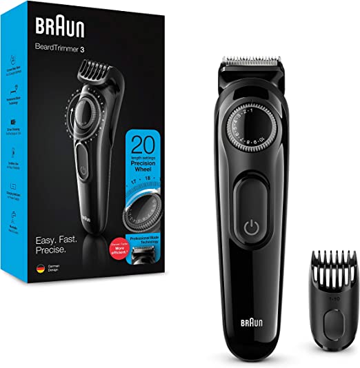 Braun Beard Trimmer Bt3222, And Hair Clipper, 20 Length Settings, Black