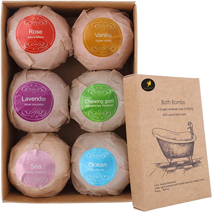 Venus Visage Bath Bombs Gift Set, 6 Organic & Natural Bath Bombs, Handmade Bubble Bath Bomb Gift Set, Lush Fizzy Spa Moisturizes Dry Skin, Bubble Baths, Kit Ideas for Girlfriends, Women, Moms