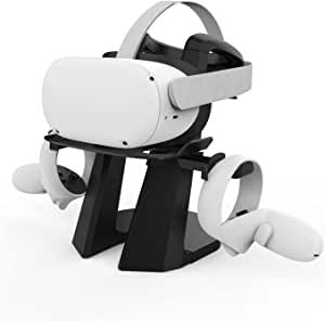 AMVR Upgraded Version 2nd VR Stand,More Stable Base Headset Display Holder and Controller Mount Station for Meta/Oculus Quest , Quest 2, Rift, Rift S Headset and Touch Controllers (Black)