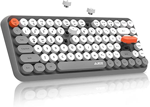 NACODEX 84-Key Wireless Bluetooth Keyboard with Cute Retro Round Keycaps, Comfortable Ergonomic Typewriter Keyboard Compatible with Android Windows iOS