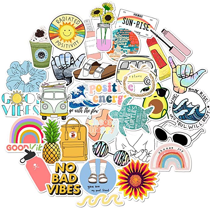 QTQYQJ Vsco Stickers for Hydro Flask|35 pcs Vsco Girls Stuff,Cute Waterproof Trendy Stickers for Teens,Laptop,Phone,Skateboard,Water Bottle,Car,Travel Durable Vinyl Stickers(Q101)