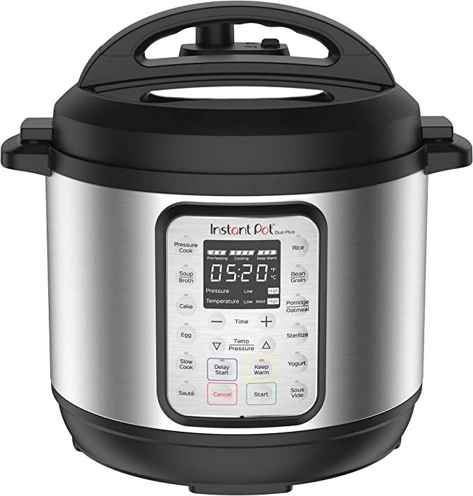 Instant Pot 9-in-1 Duo Plus 5.7L Electric Pressure Cooker. 15 Smart Programs: Pressure Cooker, Rice Cooker, Slow Cooker, Steamer, Sauté Pan, Black/Stainless