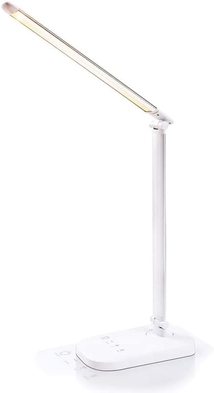LED Desk Lamp, Eye-Caring Table Lamps,3 Lighting Modes with 6 Brightness Levels, Touch Control, Memory Function, Eye-Caring, Foldable Dimmable, Table Lamp for Reading, Studying, Working, White