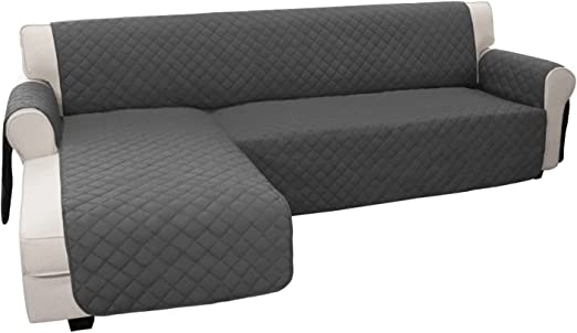 Easy-Going Sofa Slipcover L Shape Sofa Cover Sectional Couch Cover Chaise Lounge Cover Reversible Sofa Cover Furniture Protector Cover for Pets Kids Children Dog Cat (X-Large, Dark Gray/Dark Gray)
