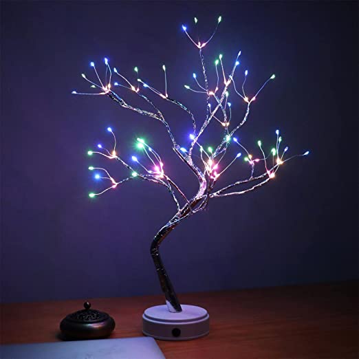 AMARS 20inch Bonsai Tree Lights Bedroom Room Decor 108 LED Table Desk Lamp Colored Decoration, Ideal as Night Lights, Home Gift, Battery /USB Powered, Touch Switch, DIY Lighted Branches