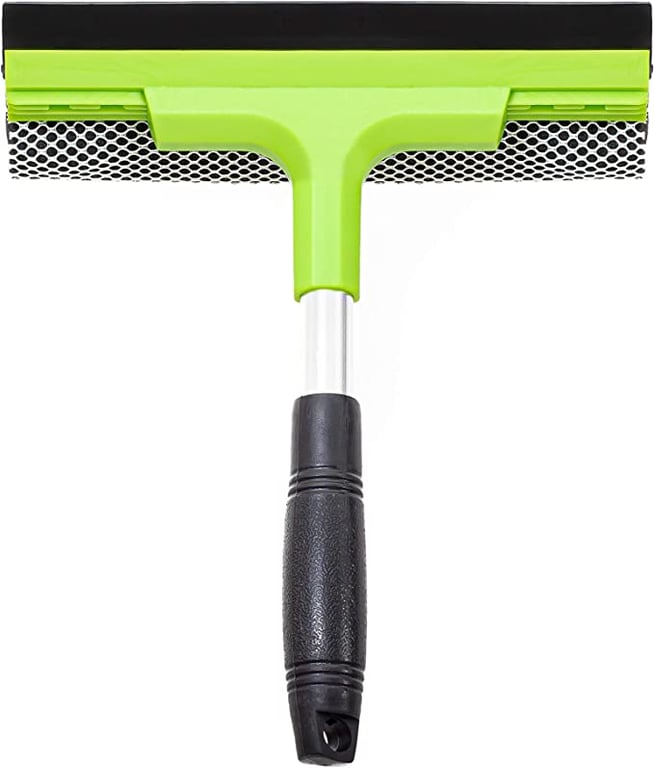 Window Squeegee Cleaning Tool | Squeegee Cleaner for Windows, Glass, Car Windshield | 2-in-1 Squeegee and Scrubber Sponge Washing Kit | Multi-Surface Washer - Indoor Outdoor Use
