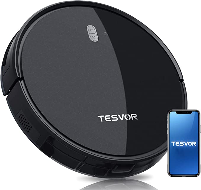 Tesvor M1 Robot Vacuum Cleaner with 4000 PA Power Performance Robot WiFi Vacuum Cleaner Robot with Room Map in Real Time Optimised for Pet Hair Allergens Smooth Carpets with Alexa/Google App