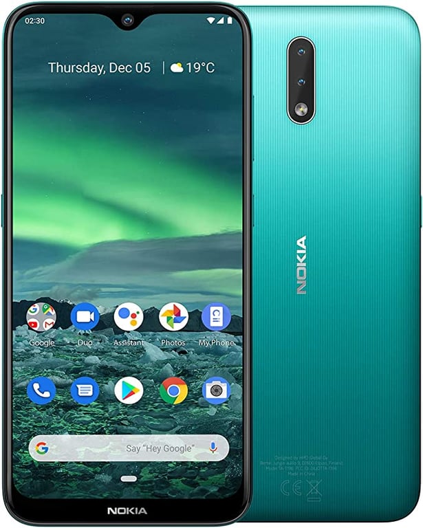 Nokia 2.3 Android One Smartphone (Official Australian Version) Unlocked Mobile Phone with 2-Day Battery, AI Dual-Cameras, Vibrant 6.2" HD+ Screen, Face Unlock, 3 Years of Security, 32GB, Cyan Green