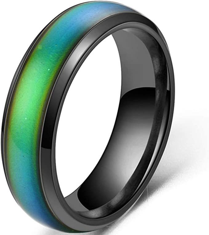 4mm Stainless Steel Temperature Sensative Color Changing Wedding Band Mood Ring