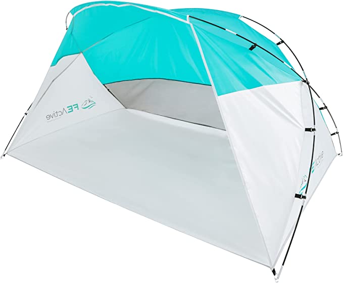 FE Active Pop Up Beach Shelter - Easy Set up Family Beach Tent Outdoor Sun Shelter Half Dome Canopy Tent Adults & Kids Sun Shade for Camping, Hiking, Travel, Backpacking | Designed in California, USA