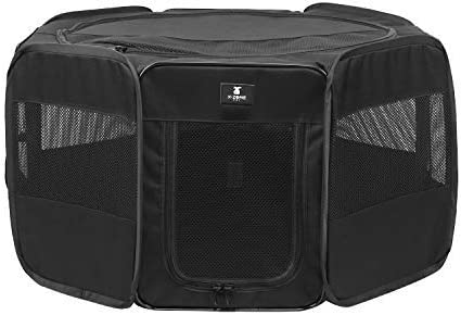 X-ZONE PET Portable Foldable Pet Dog Cat Playpen Crates Kennel/Premium 600D Oxford Cloth,Removable Zipper Top, Indoor and Outdoor Use (Small, Black)