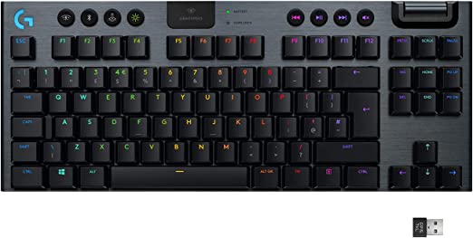 Logitech G G915 TKL Tenkeyless Lightspeed Wireless RGB Mechanical Gaming Keyboard, Carbon English Clicky