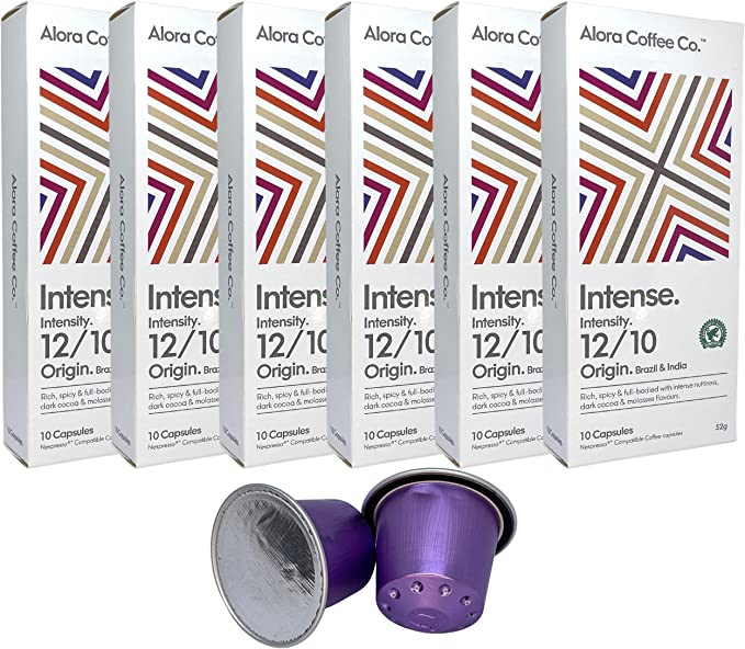 Alora Coffee Co, 6 packs of 10 Nespresso Compatible pods (60 pods total), Intense