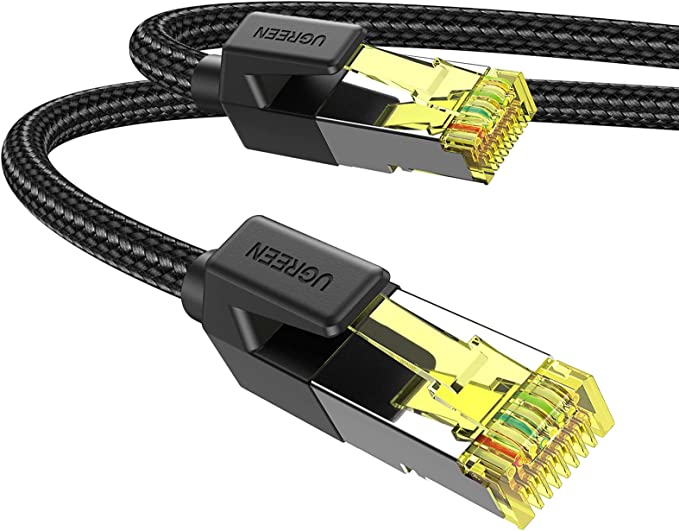 UGREEN Cat 7 Ethernet Cable Nylon Braided Cat7 Gigabit Network RJ45 LAN Cable 10Gbps High Speed for Gaming PS5, PS4, Xbox One, Smart TV, Switch, PC, Laptop, Modem, Router, Computer 0.5M