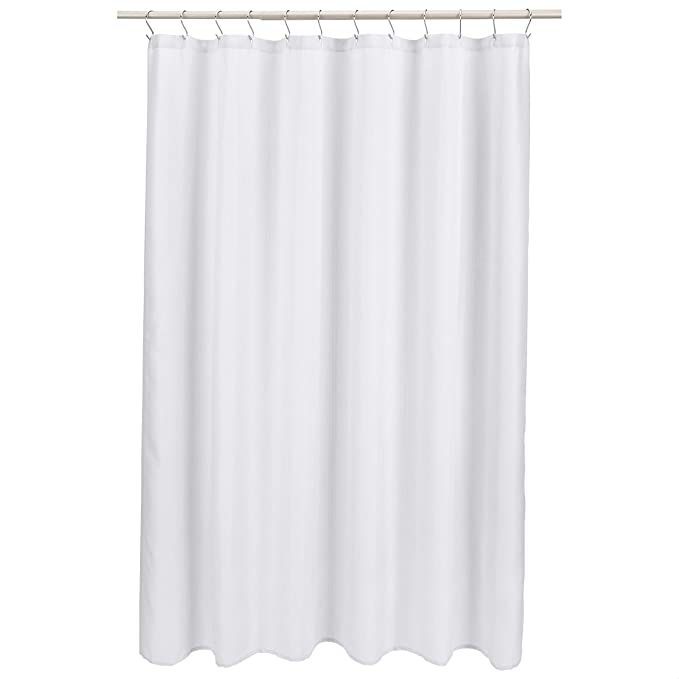Amazon Basics Linen Style Bathroom Shower Curtain - Bright White, 72 Inch