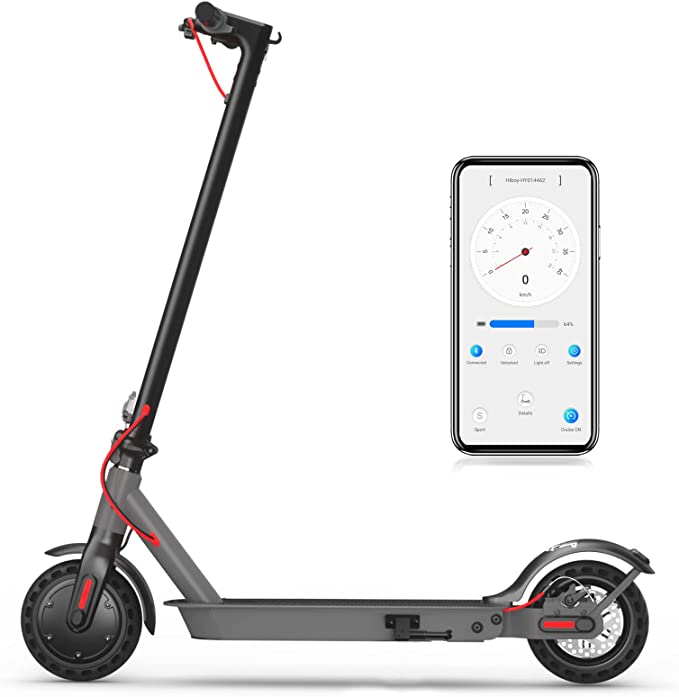 Hiboy S2 Electric Scooter - 8.5" Solid Tires - Up to 17 Miles Long-Range & 19 MPH Portable Folding Commuting Scooter for Adults with Double Braking System and App