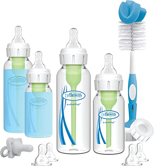 Dr. Brown's Options with Narrow Glass Baby Bottle Starter Gift Set, Multicolour, 14 Piece