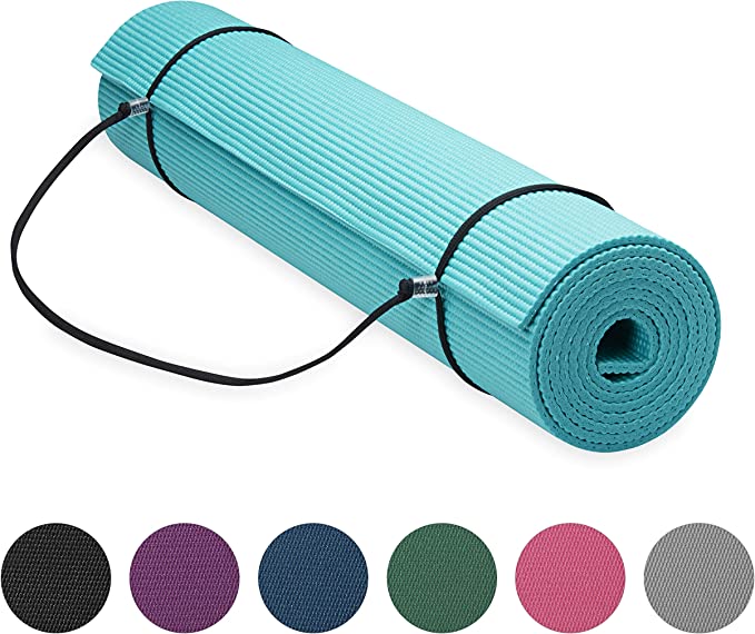 Gaiam Essentials Premium Yoga Mat with Yoga Mat Carrier Sling (72"L x 24"W x 1/4 Inch Thick)